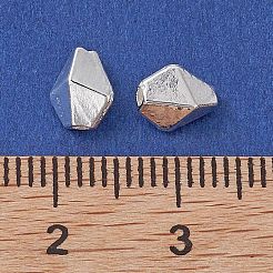 合金ビーズ  長持ちメッキ  多角形ひし形  銀  6.5x5.5x4.5mm  穴：1.2mm&nbsp;FIND-B029-09S