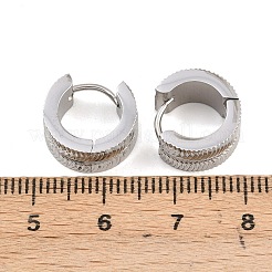 304ステンレススチール製テクスチャーフープピアス（女性用）  316サージカルステンレススチール製耳ピン付き  ステンレス鋼色  13.5x7mm&nbsp;EJEW-L307-10P