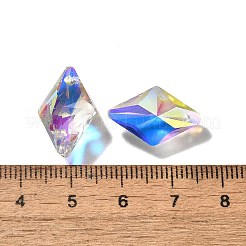 ガラスチャーム  菱形  ABカラー  多面カット  クリアAB  19x12x5.5mm  穴：1.2mm&nbsp;X-GLAA-I057-14A