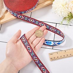 Ethnic Style Embroidery Rhombus Polyester Ribbon&nbsp;OCOR-WH0078-237-1