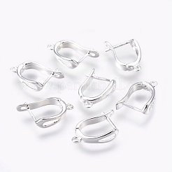 ラッチバック開閉式真鍮フープピアスパーツ  カドミウムフリー＆鉛フリー  銀色のメッキ  17x13mm  ピン：1.5mm&nbsp;KK-L148-07S