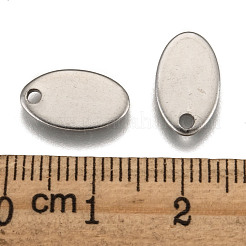 変色防止 201 ステンレススチール 刻印入り ブランクタグペンダント  オーバル  ステンレス鋼色  13x7x1mm  穴：1mm&nbsp;STAS-H037-1
