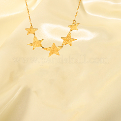 スタイリッシュな304ステンレススチール製スタームーンビブネックレス（女性用）  18KGP本金メッキ  15.75インチ（40cm）&nbsp;WQ3777-1