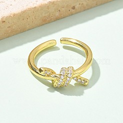 Brass Micro Pave Clear Cubic Zirconia Open Cuff Rings&nbsp;RJEW-G336-01G