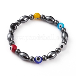 Non-Magnetic Synthetic Hematite Beads Stretch Bracelets&nbsp;BJEW-JB05895