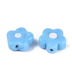 手作りランプワークビーズ  花  ライトスカイブルー  13.5~15x14.5~15x6~8mm  穴：1.2~1.6mm&nbsp;LA-N050-04E