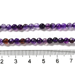 天然石瑪瑙ビーズ連売り  染め＆加熱  多面カットラウンド  インディゴ  4mm  穴：0.8mm  約93個/連  14.88インチ（37.8cm）&nbsp;X-G-G079-A02-01