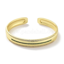 Brass Pave Clear Cubic Zirconia Open Cuff Bangles&nbsp;BJEW-Z061-06C