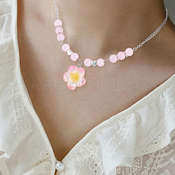 30個のレジンペンダント  花  プラチナ鉄ループ付き  ミックスカラー  26~26.5x24~26x7~8mm  穴：2mm&nbsp;RESI-BM0001-06A