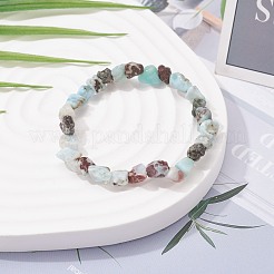 子供のための天然ラリマービーズストレッチブレスレット  内径：1-5/8インチ（4cm）&nbsp;BJEW-JB07031-06