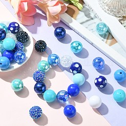 分厚いフーセンガム風ラウンドアクリルビーズ 50 個  ブルー  20mm  穴：2~3mm  50個/袋&nbsp;SACR-CJ0001-64