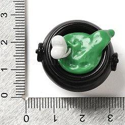 ハロウィーンの飾り  自宅のデスクトップの装飾用の樹脂製フィギュア像  魔女の大釜やかん  24.5x29.5x25.5mm&nbsp;LS-AJEW-S001-01C