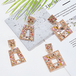 2 Pairs 2 Style Rhinestone Rectangle & Trapezoid Dangle Stud Earrings&nbsp;EJEW-AN0001-16