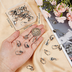 304ステンレススチールフレンチフックピアス金具40個  フラットラウンド  空白のカボションセッティング付き  ステンレス鋼色  21x14mm  ピン：0.8mm  トレイ：12mm&nbsp;STAS-SC0021-51