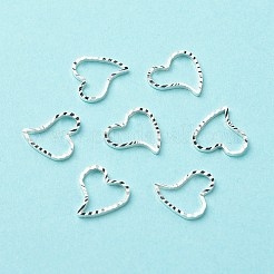 真鍮製フレームコネクター  長持ちメッキ  カドミウムフリー＆鉛フリー  ハート  925銀メッキ  10x10x1mm  内径：8x8mm&nbsp;LS-KK-F831-009S-RS