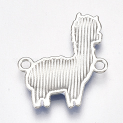 印刷された合金リンクコネクター  エナメル  ラマ/アルパカ  プラチナ  ミックスカラー  26x22.5x2mm  穴：1.8mm&nbsp;PALLOY-S118-07