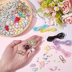 DIYペンダントデコレーション作成キット  アクリルおよびCCBプラスチックビーズを含む  合金スイベルクラスプとナイロン糸  ミックスカラー  1mm&nbsp;DIY-BM0002-65