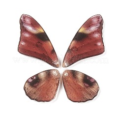半透明樹脂ペンダントセット  銀箔で  蝶の羽のチャーム  暗赤色  23~39x19.5~24x2.5mm  穴：1mm  4個/セット&nbsp;RESI-G063-01E