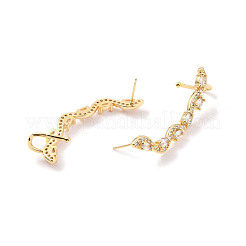 Clear Cubic Zirconia Curved Bar Stud Earrings&nbsp;EJEW-C023-05G