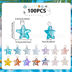 100Pcs Starfish Gradient Color Baking Paint Transparent Glass Pendants&nbsp;FIND-UN0007-31