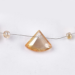 電気メッキガラスビーズセット  多面カット  ファン  オレンジ  10x12.5x4mm  穴：1mm  約90個/連  19.2インチ&nbsp;EGLA-S176-05B-B04