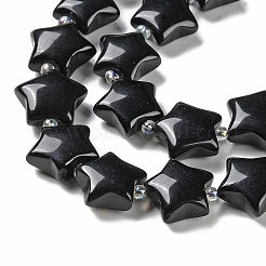 天然石オブシディアンビーズ連売り  シードビーズで  膨らんだ星  14~15.5x15~16x6.5~7mm  穴：1mm  約24~25個/連  15.55''~15.95''（39.5~40.5センチメートル）&nbsp;G-NH0005-022