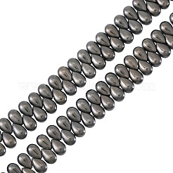1連メッキガラスビーズ連売り  ティアドロップ  黒メッキ  9x6x5.5mm  穴：0.9mm  約125個/連  15.75インチ（40cm）&nbsp;EGLA-TA0013-31A