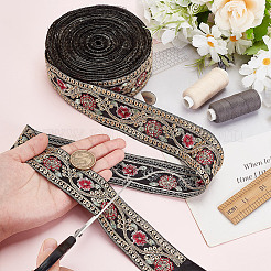 Sparkle Polyester Flower Embroidery Ribbons&nbsp;SRIB-WH0011-266B
