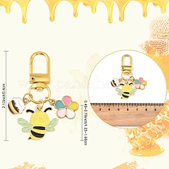 6Pcs Alloy Enamel Bees & Flower & Honey Jar Pendant Decorations&nbsp;HJEW-YW00457