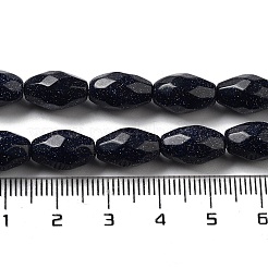 合成ブルーゴールドストーン青金砂石ビーズ連売り  多面カットコメ  12.5x8mm  穴：1.2mm  約16個/連  7.68インチ（19.5cm）&nbsp;G-P520-C25-01