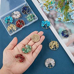 2 Sets Gemstone Copper Wire Wrapped Pendants&nbsp;FIND-FH0005-04