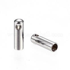 変色しにくい304ステンレススチールコードエンド  エンドキャップ  ステンレス鋼色  7.5x2.5mm  穴：1mm  内径：1.8mm&nbsp;STAS-D448-115P
