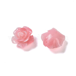 合成サンゴ3Dフラワーローズビーズ  染め  ピンク  14x8mm  穴：1~1.4mm&nbsp;CORA-A005-14mm-25