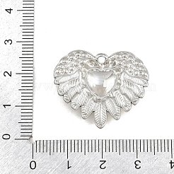 304ステンレススチール、クリスタルラインストーンペンダント付き  ハートチャーム付き翼  ステンレス鋼色  24.5x28x5mm  穴：1.8mm&nbsp;SA-CBABA5E-22P