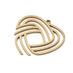 304ステンレスペンダント  直線模様のハートチャーム  ゴールドカラー  24.5x24x1mm  穴：1.5mm&nbsp;STAS-E525-01A-G