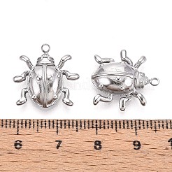304ステンレスペンダント  てんとう虫のチャーム  変色防止  ステンレス鋼色  17.5x17x4.5mm  穴：1.5mm&nbsp;STAS-N109-197P