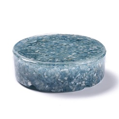 Resin with Natural Aquamarine Chip Stones Ashtray&nbsp;DJEW-F015-05D
