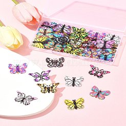 36個 3スタイルのプリント半透明アクリルパーツ  蝶  ミックスカラー  23~25x32~38x4.5mm  穴：1.4mm  12個/スタイル&nbsp;MACR-FS0001-99