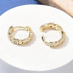 真鍮製マイクロパヴェキュービックジルコニアフープピアス  正方形  14KGP本金メッキ  13x13.5x3mm&nbsp;EJEW-H152-01E-G