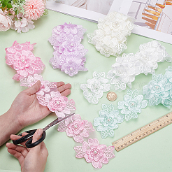 5 Yards 5 Colors Organza 3D Flower Lace Trim with Imitation Pearl&nbsp;OCOR-WR0001-65