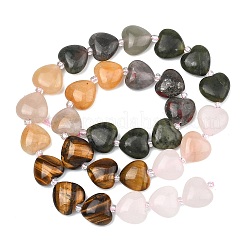 Gradient Color Natural Pink Aventurine & Tiger Eye & Topaz Jade & African Bloodstone & Chinese Southern Jade Beads Strands&nbsp;G-B185-A06