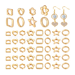 160個 8スタイル 2穴 CCB プラスチックビーズフレーム  ゴールドカラー  10~15.5x10~16x3.5mm  穴：1.6~2mm  20個/スタイル&nbsp;FIND-PH0020-76G
