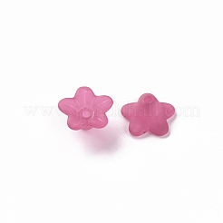 透明なアクリルビーズ  花  艶消し  濃いピンク  10x5mm  穴：1mm  約420個/50g&nbsp;X-PL554-04