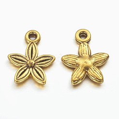 チベットスタイルの合金アンティークゴールドチャーム  無鉛の  カドミウムフリーとニッケルフリー  花  13.5x10.5x3mm  穴：1.5mm&nbsp;GLF0352Y-NF
