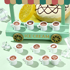 50個 5スタイル 樹脂製コーヒー/皿/コーヒー豆の置物装飾品  マイクロランドスケープドールハウスアクセサリー  小道具の装飾のふりをする  ホワイト  22x17.5x14.5mm  10個/スタイル&nbsp;DJEW-CJ0001-33