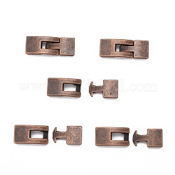 チベットスタイルスナップロックの留め金  カドミウムフリー＆鉛フリー  長方形  赤銅鉱  22x12x6mm  19x12x5mm  穴：3x10mm&nbsp;LS-TIBE-LF11313Y-R-LF