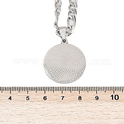 バスケットボール 201 ステンレススチールペンダントネックレス メンズ レディース  フィガロチェーンネックレス  変色しない  ステンレス鋼色  21.65インチ（55cm）&nbsp;NJEW-K283-21P
