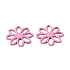スプレー塗装された201ステンレス鋼のフィリグリージョイナー  花  パールピンク  16x1mm  内径：2.5x4.5mm&nbsp;STAS-G304-09D