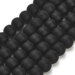 Natural Brazil Black Onyx(Dyed & Heated) Beads Strands&nbsp;G-Z024-01B-10mm-01