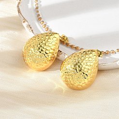 ティアドロップ 304 ステンレススチール スタッド イヤリング  ゴールドカラー  25x20mm&nbsp;EJEW-A125-54G